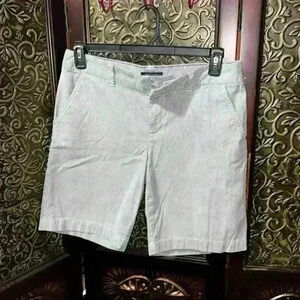Tommy Hilfiger Women's Size 8 White & Blue Stripe Cotton Chino Shorts 9” Inseam
